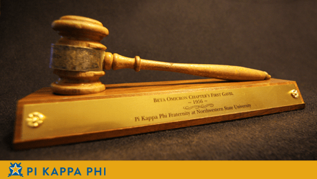 Beta Omicron's first gavel located, now on display at chapter house
